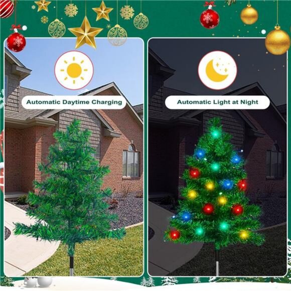 8-Pack Christmas Decor Solar Tree with 160 C6 Multi-Color 8 Lighting Modes - Picture 6 of 8